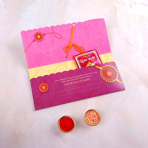 For My Brother Rakhi mailer with Roli chawal and Envelope