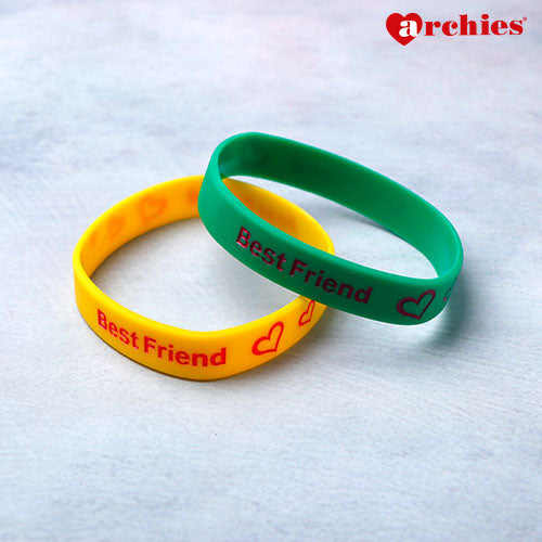 Silicone Friendship Bands Yellow and Green Set of 2