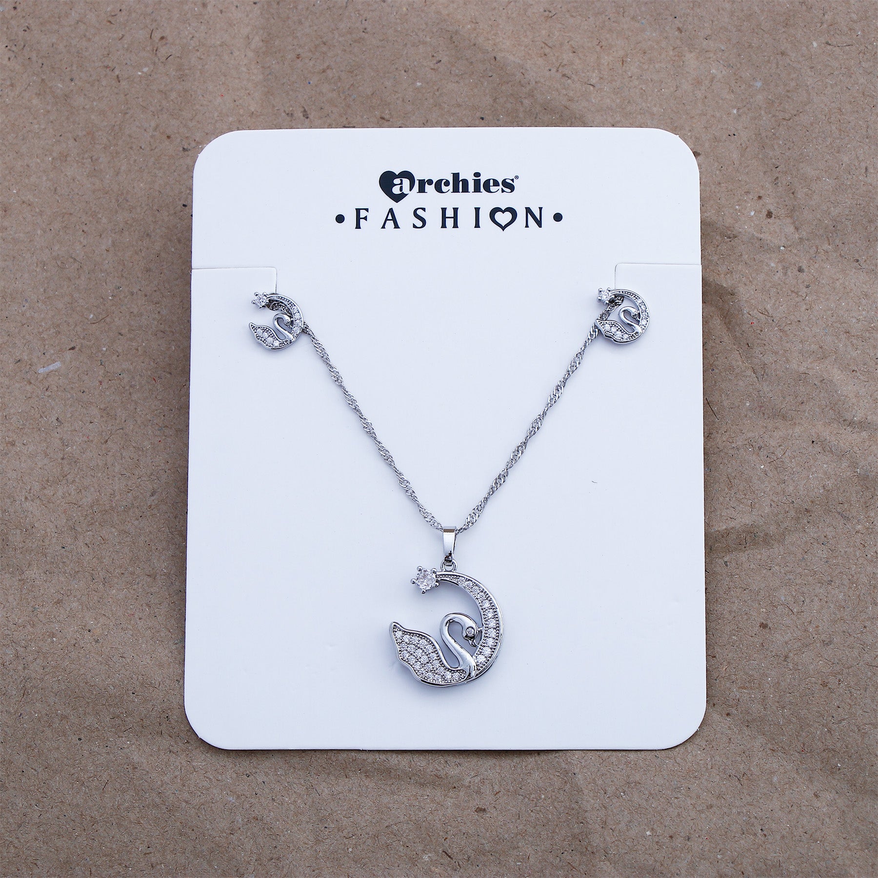 Celestial Swan Pendant with Earring Set