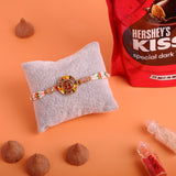 Traditional OM Rakhi  with Hersheys Kisses Dark n Almonds Chocolate 100 GM