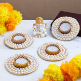 Om Ganesha Idol with Pearl Diya Pack of 4