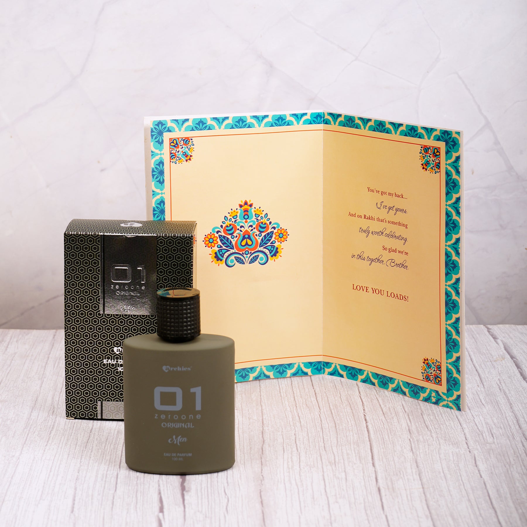 01 Men Perfume with Best Wishes Rakhi Greeting Card