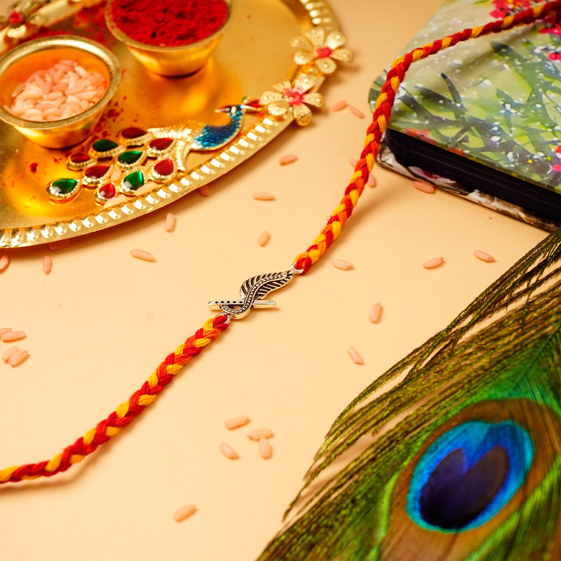 Krishna Silver Rakhi with Ferrero Rocher Gift Box