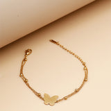 Gold-Toned Butterfly Charm Necklace and Bracelet Set