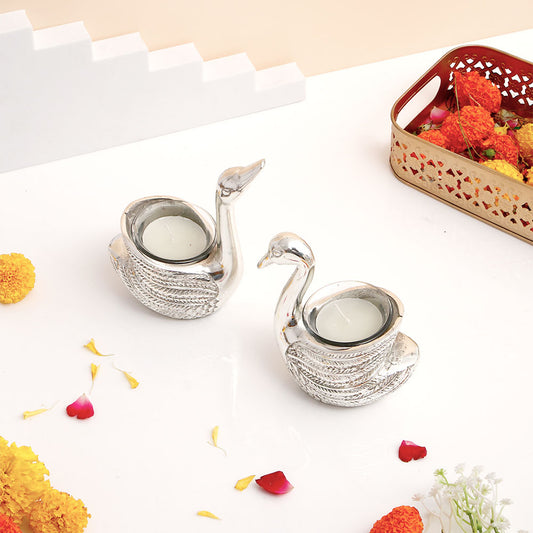 Pair of Swans Scented Candle Holders