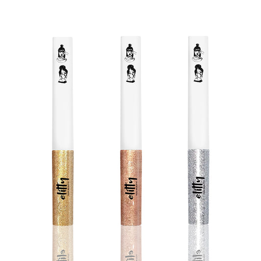 Elitty All That Glitters Waterproof Liquid Eyeliner Combo | Pack of 3 Glitter (Silver, Golden, Copper-Dark Rose Gold) Shades | Long Lasting | 4 ML Each