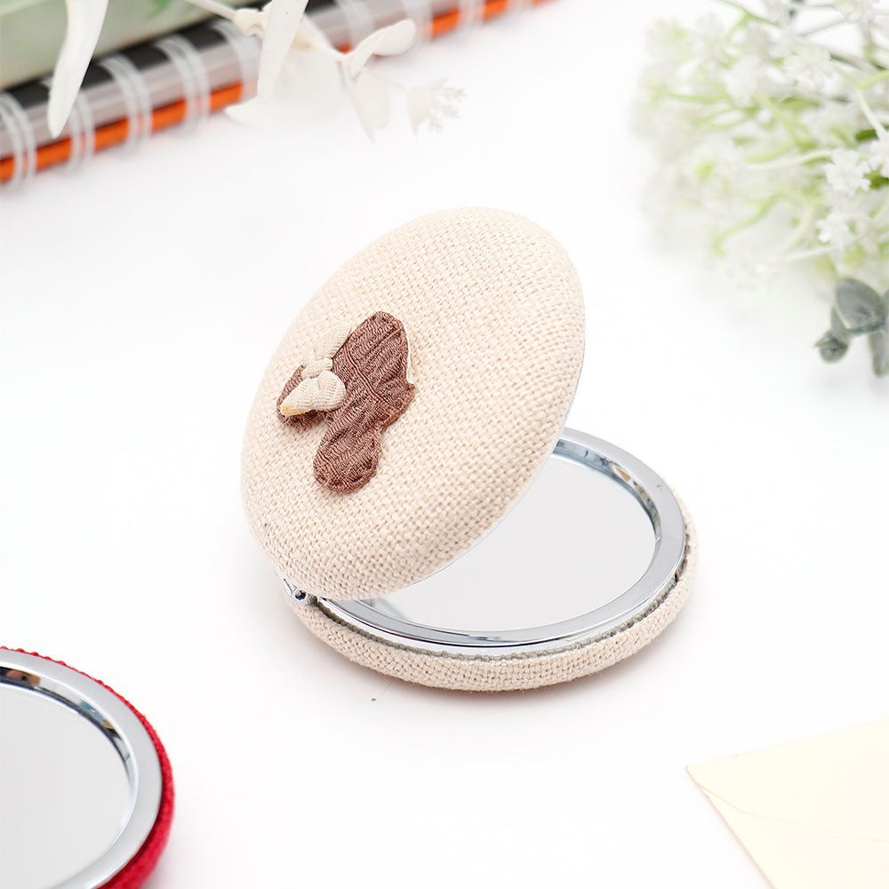 Beige Knitted Compact Mirror