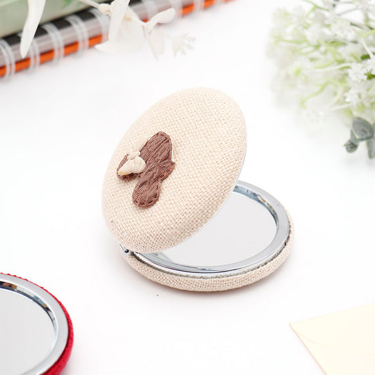 Beige Knitted Compact Mirror