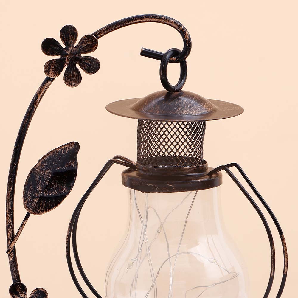 Rustic Metal Lantern with Glass Jar Light