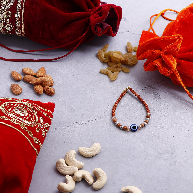 Traditional Evil Eye Bracelet Rakhi with Kaju Badam 100 GM
