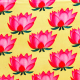 Lotus Printed Ethnic Handcrafted Zip Up Fabric Bag - Yellow