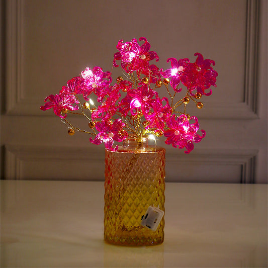Pink Blossoms in Crystal Vase