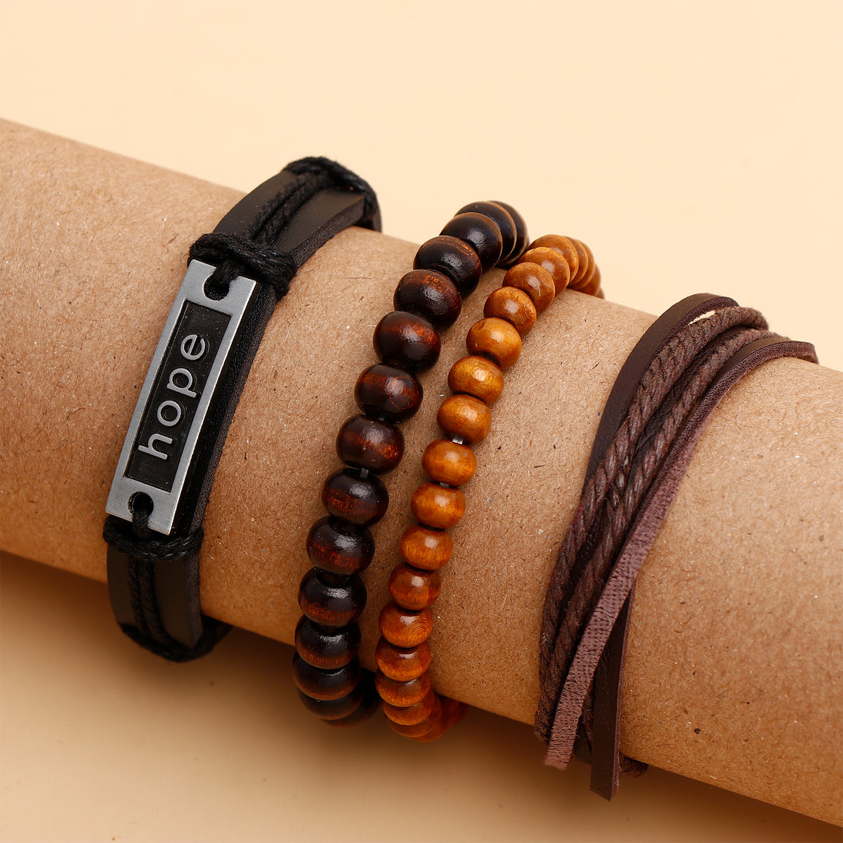 Hope Quoted Beaded Multilayer Leather Bracelet