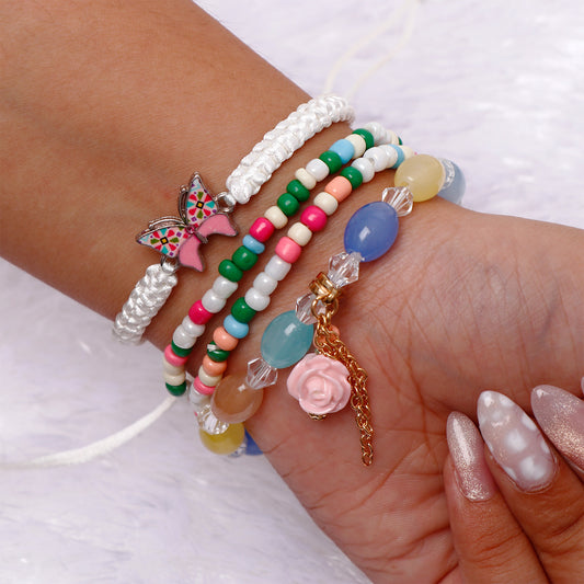 Butterfly Charm Multi Layer Bracelet Set