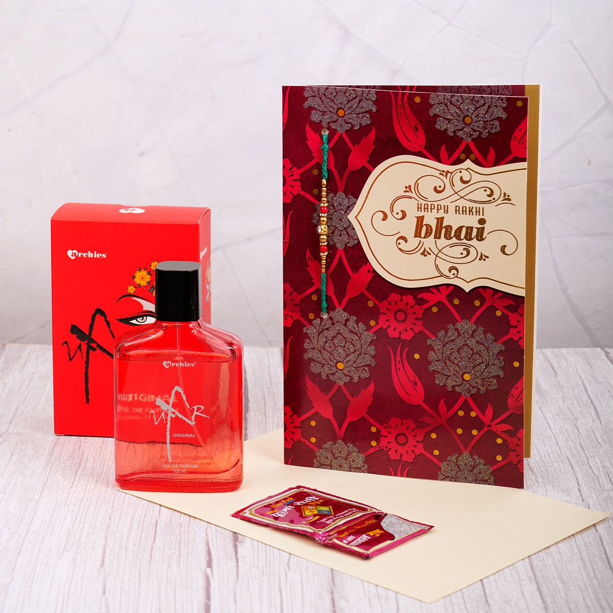 Uxr Perfume with Happy Rakhi Greeting Card