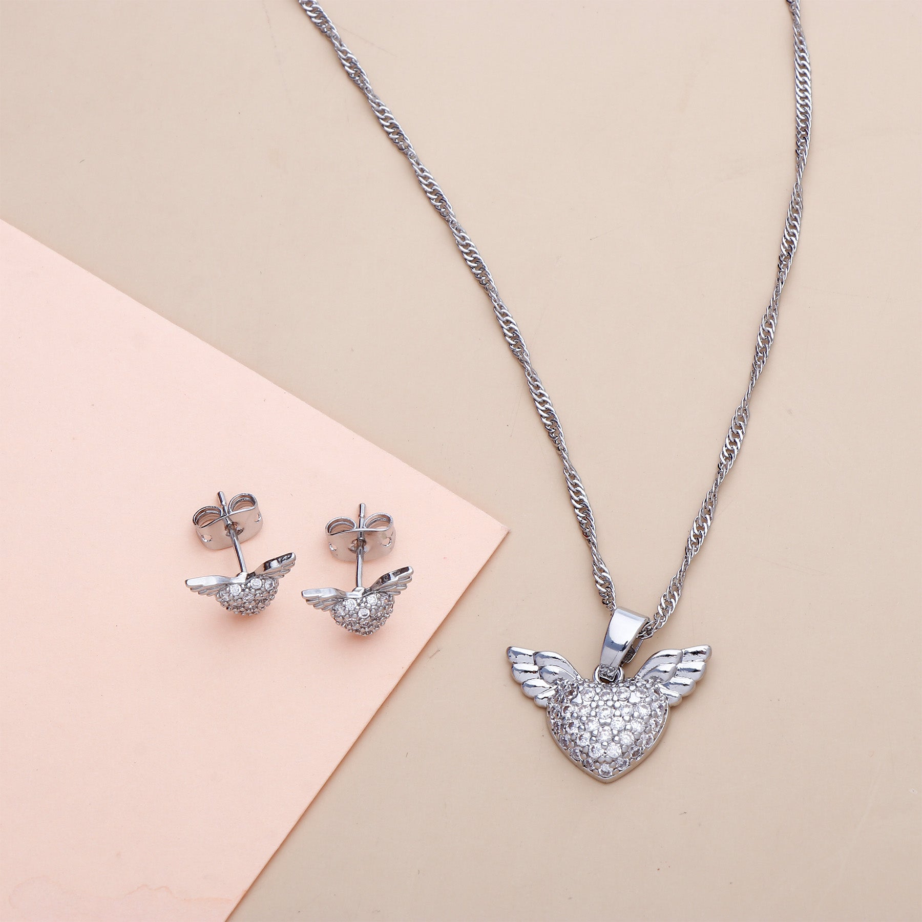 Wings of Love Pendant with Earring Set