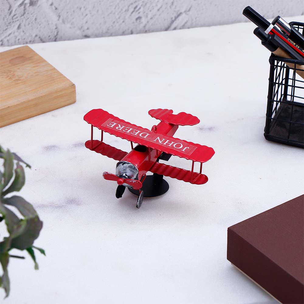 Vintage Biplane Table Top Calendar - Red