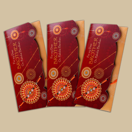 Lot's of Love Rakhi mailer with Roli chawal and Envelope Pack of 3