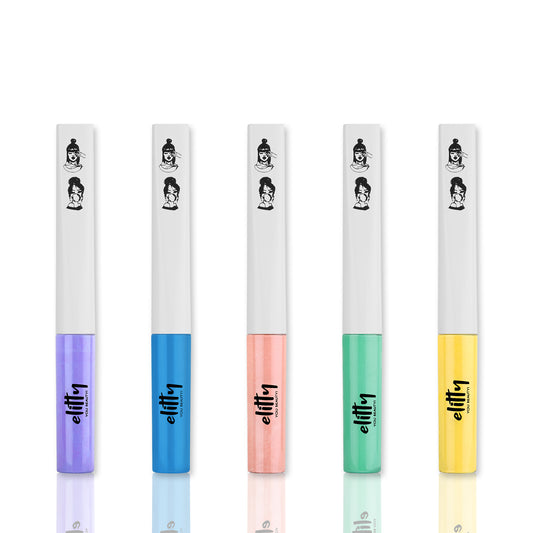 Elitty Unicorn Eyeliner Combo (Peach, Lilac Purple, Cyan Green, Yellow, Light Blue), 4 ml each