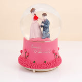 Magenta Romantic Couple Musical Snow Globe