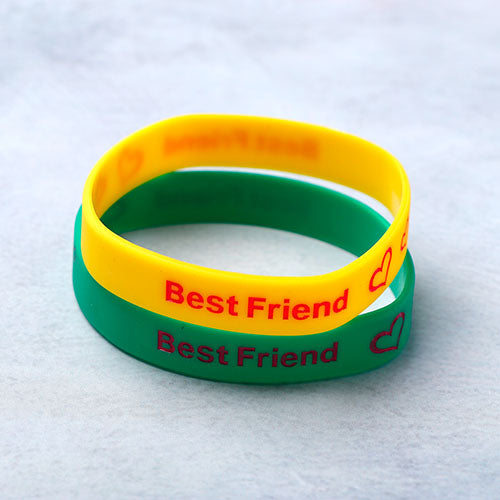 Silicone Friendship Bands Yellow and Green Set of 2