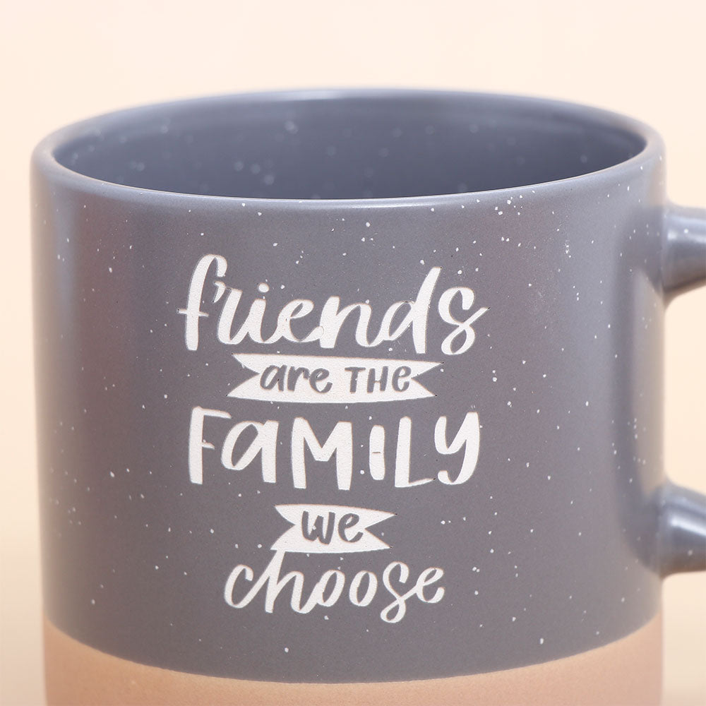 Friends are Family Quoted Cork Base Grey Mug