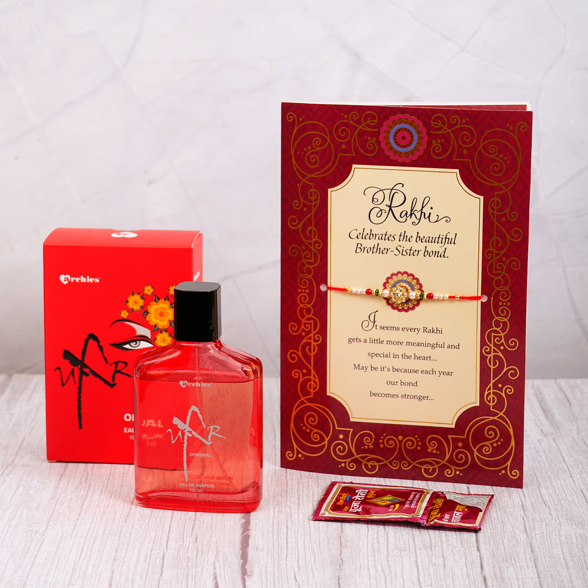 Uxr Perfume with Rakhi Greeting Card