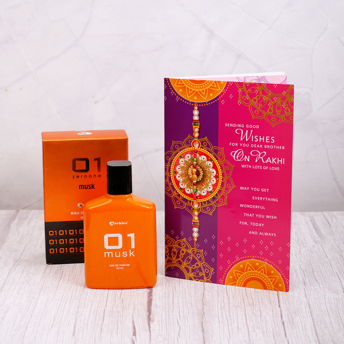 Musk Perfume with Best Wishes Rakhi Greeting Card