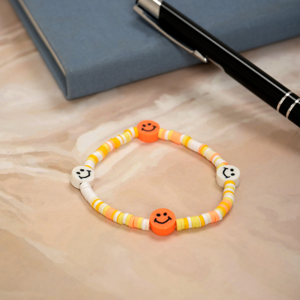Yellow Loop Smiley Bead Friendship Bracelet