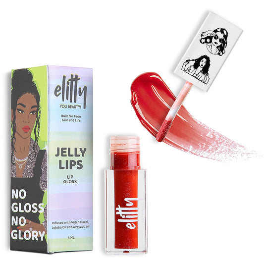 Elitty Jelly Lips- Red Lip Gloss for High Shine, Glossy Finish - Pretty Extra (4ml)