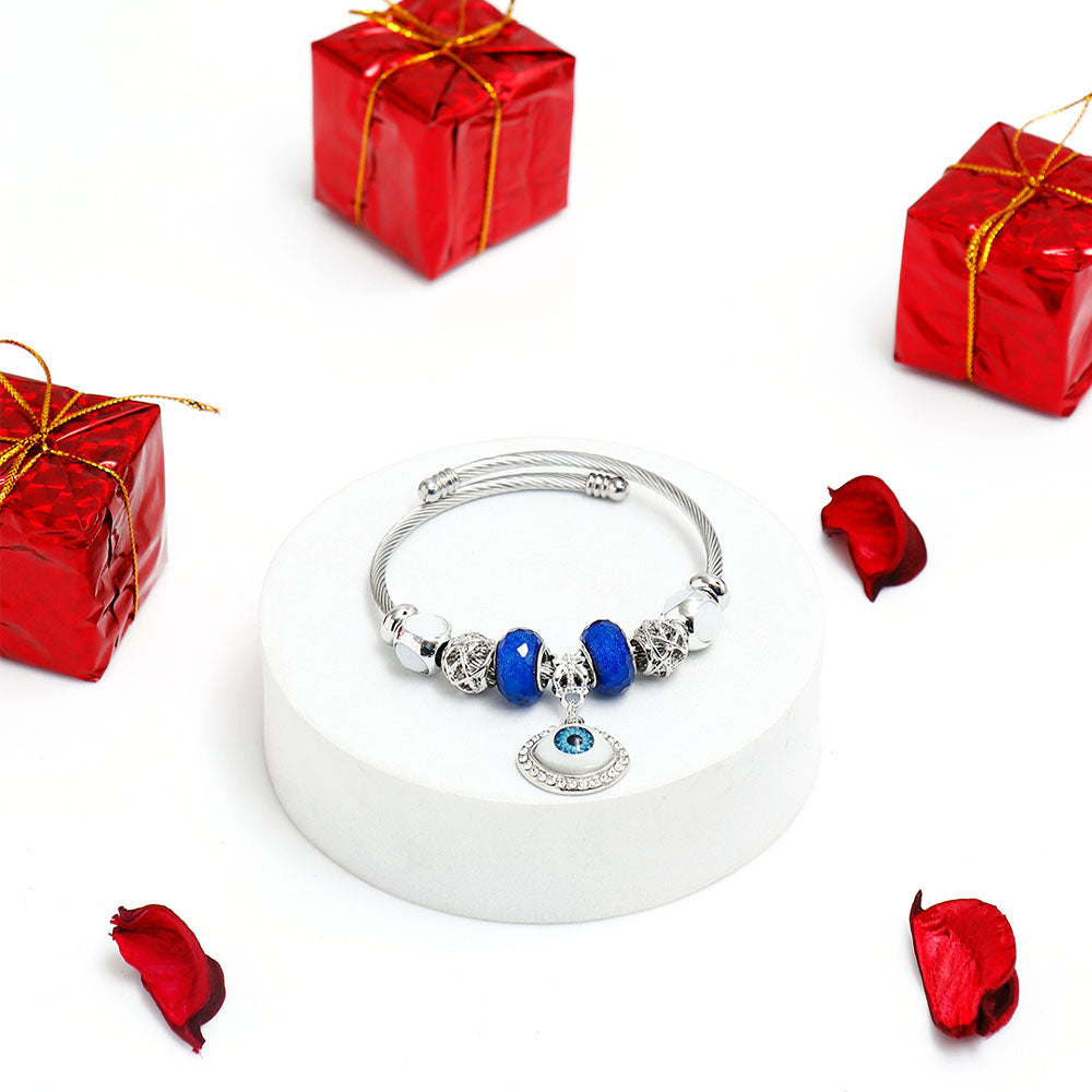 Protective Evil Eye Charms Silver Bracelet