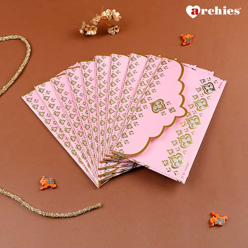Archies Aesthetic Pastel Pink Shagun Envelopes for Occasions Pack of 10