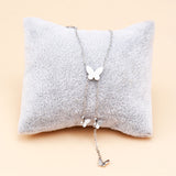 Silver-Toned Butterfly Lariat Necklace and Earcuff Set