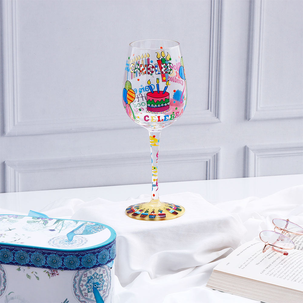 Blow the Candles Quoted Birthday Wine Glass