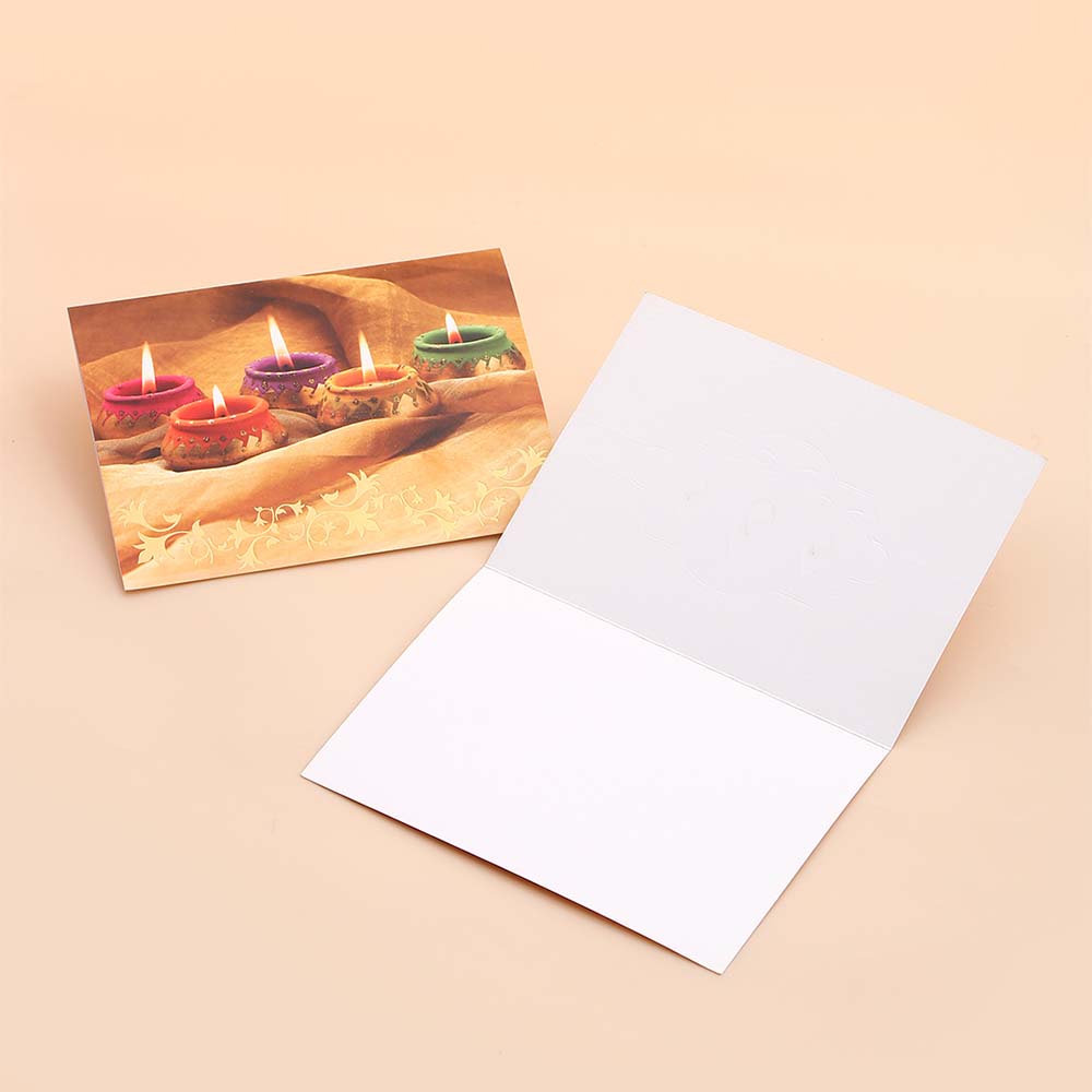 Golden Diwali Seasons Greeting Card Pack Of 10