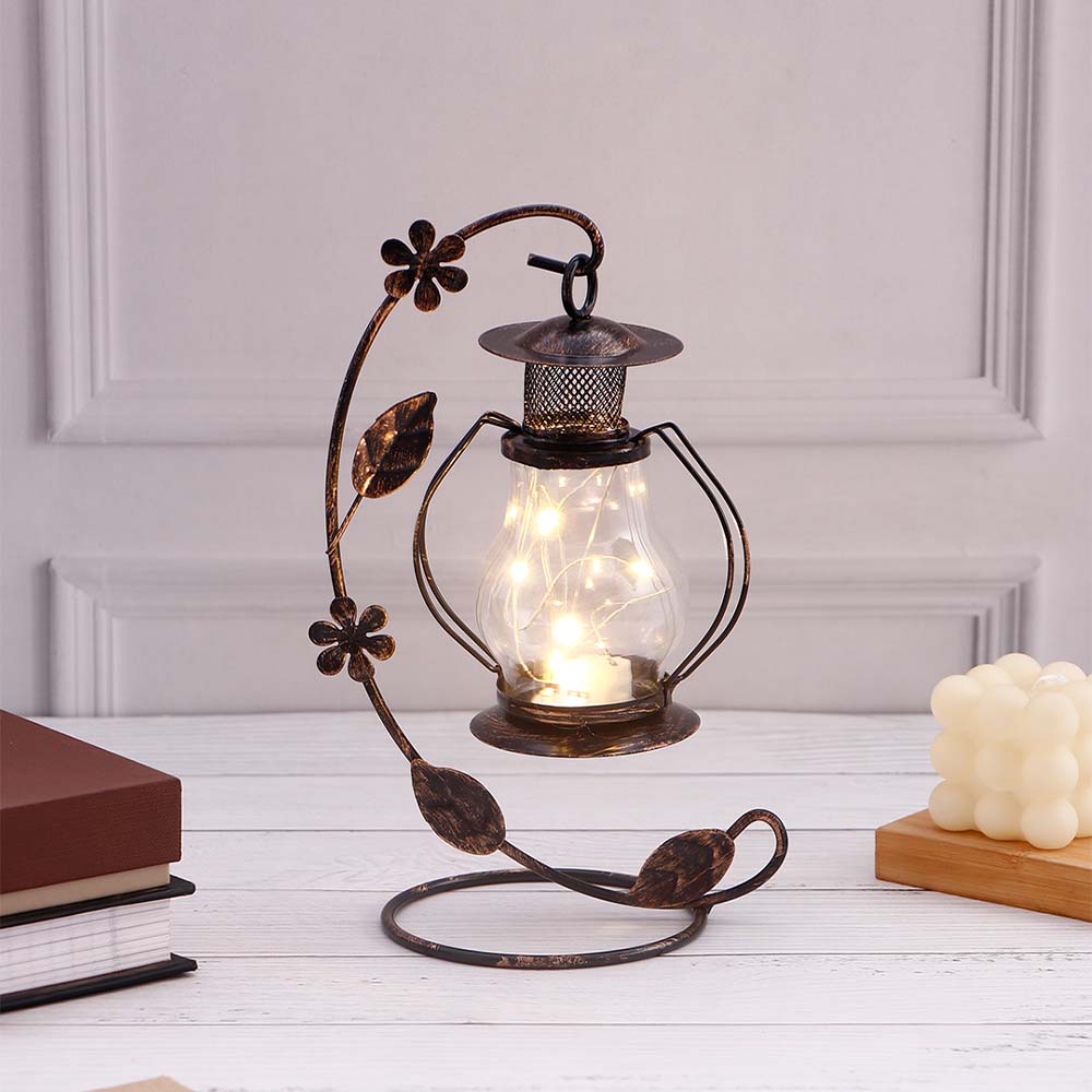 Rustic Metal Lantern with Glass Jar Light