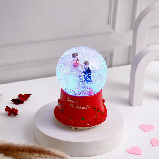Red Romantic Couple Musical Snow Globe