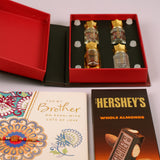 Ajmal Gold Series Perfume with Rakhi Greeting Card and Hersheys Bar Chocolate