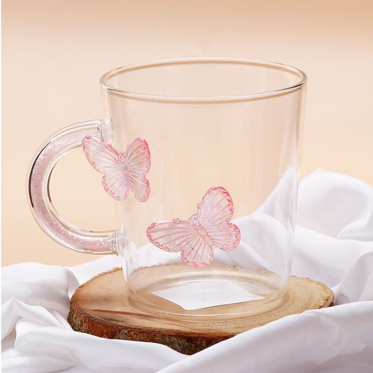 Lilac Butterfly Charmed Glass Mug