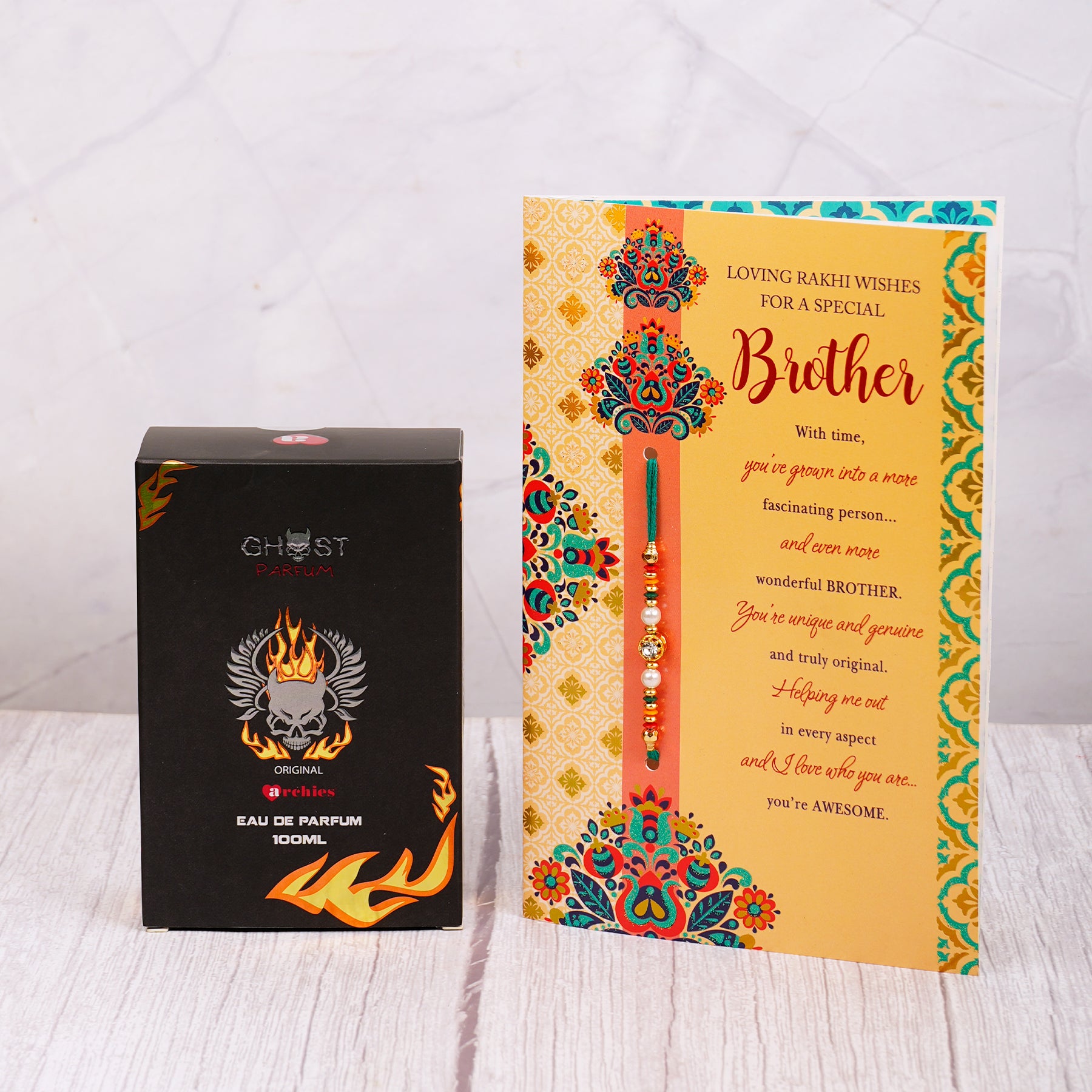 Ghost Perfume with Best Wishes Rakhi Greeting Card