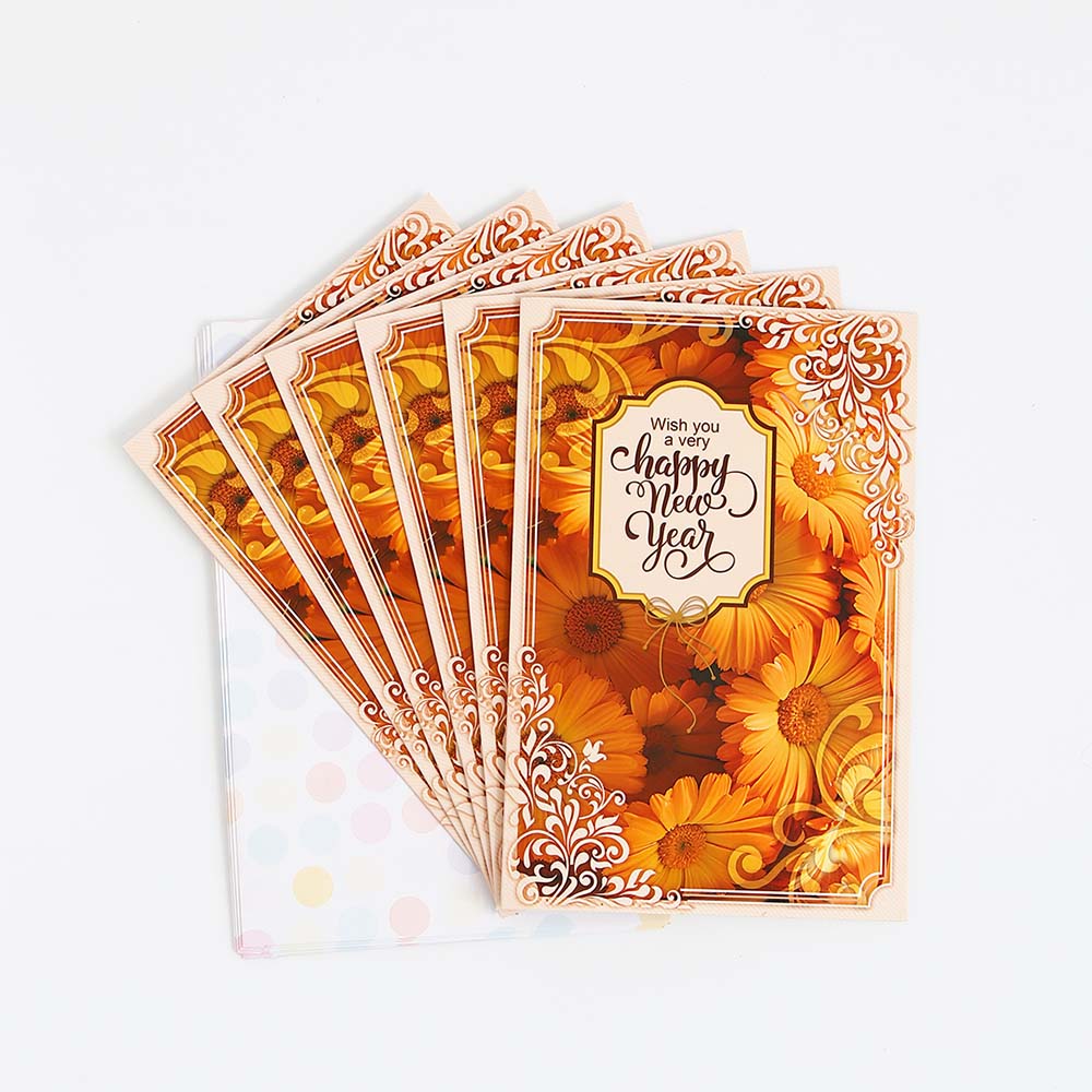 Pack of 6 Blissful New Year Greeting Card with Envelope