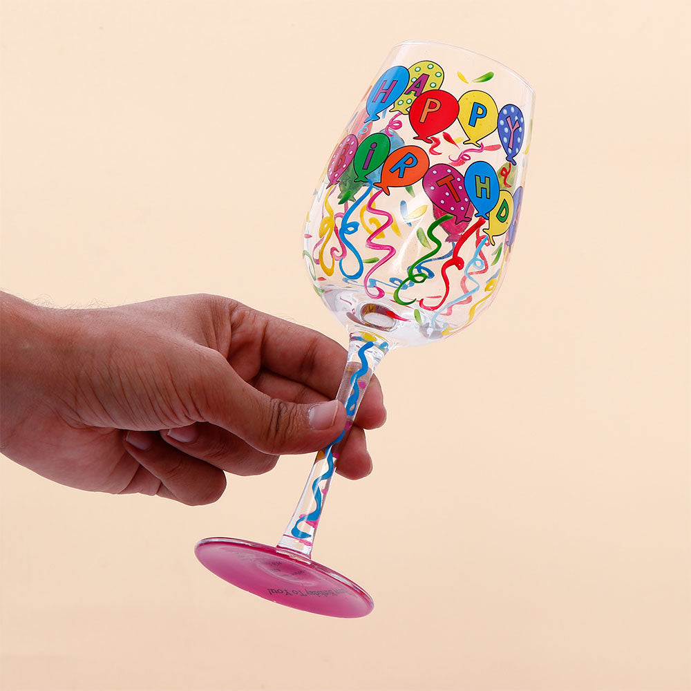 Happy Birthday Quoted Birthday Wine Glass