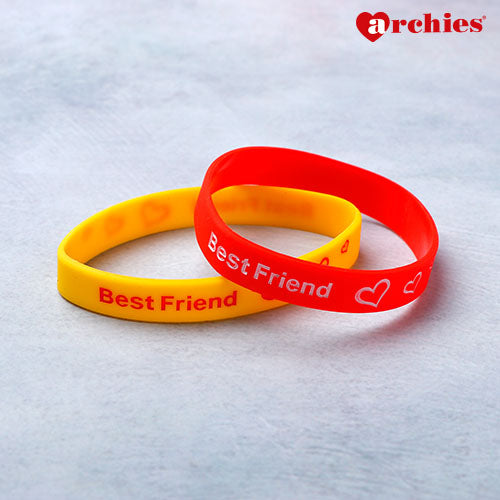 Silicone Friendship Bands Red and Yellow Set of 2