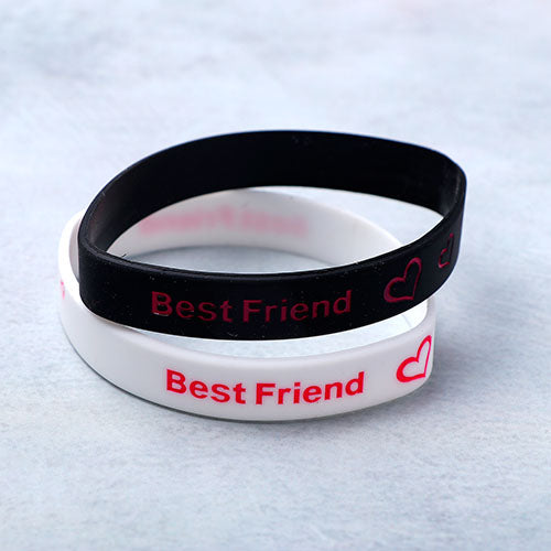 Silicone Friendship Bands Black and White Set of 2