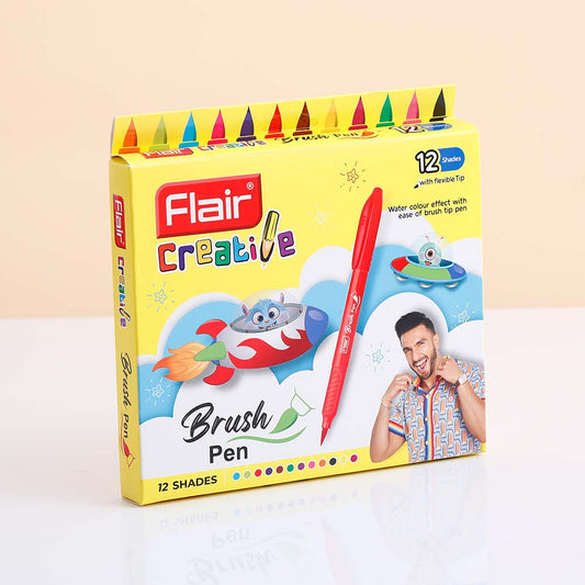 Flair Brush Pens - 12 Shades with Flexible Tip