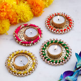Om Ganesha Idol with Handcrafted Diya Pack of 4