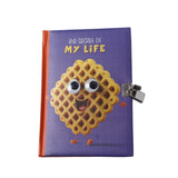 Waffle Theme Googli Eyes Lock Notebook