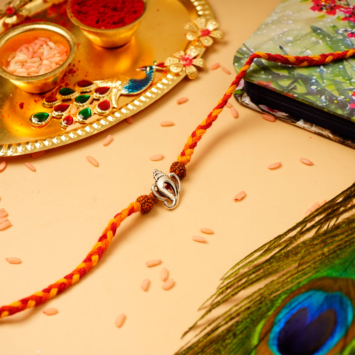 Rudraksh Ganesha Premium Silver Rakhi
