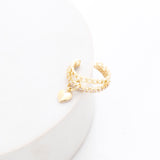 Golden Heart Drop Rinestone Earcuffs