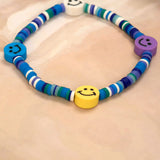 Blue Loop Smiley Bead Friendship Bracelet
